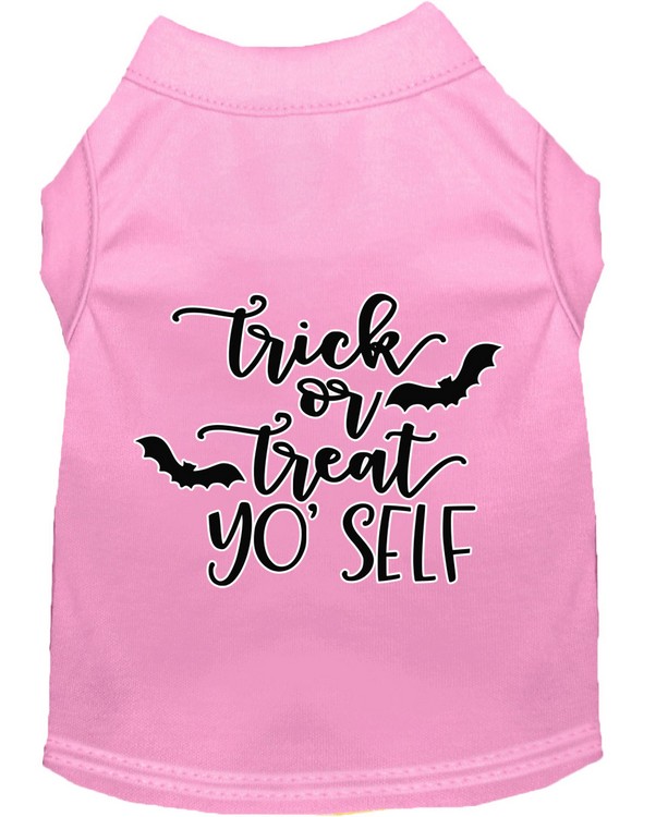 Trick or Treat Yo' Self Screen Print Dog Shirt Light Pink XS